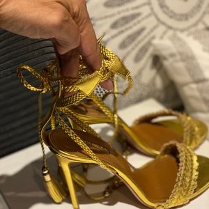Gold strappy Aquazzura high heels